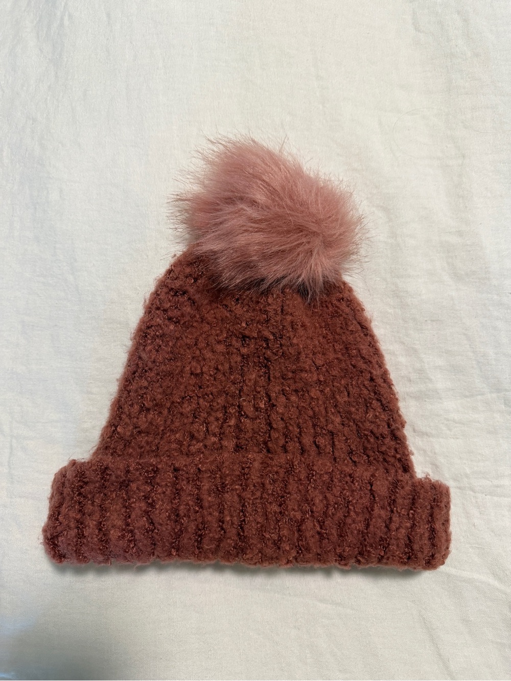 Aldo Plush Faux-Fur Pom Hat in Warm Rust